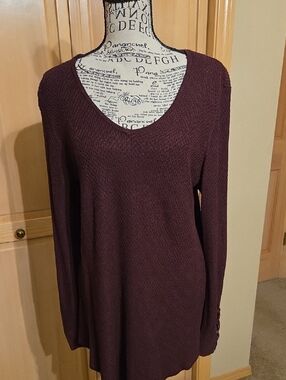 Women's Simply Vera Vera Wang Lace-Up Asymmetrical V-Neck Sweater - Medium